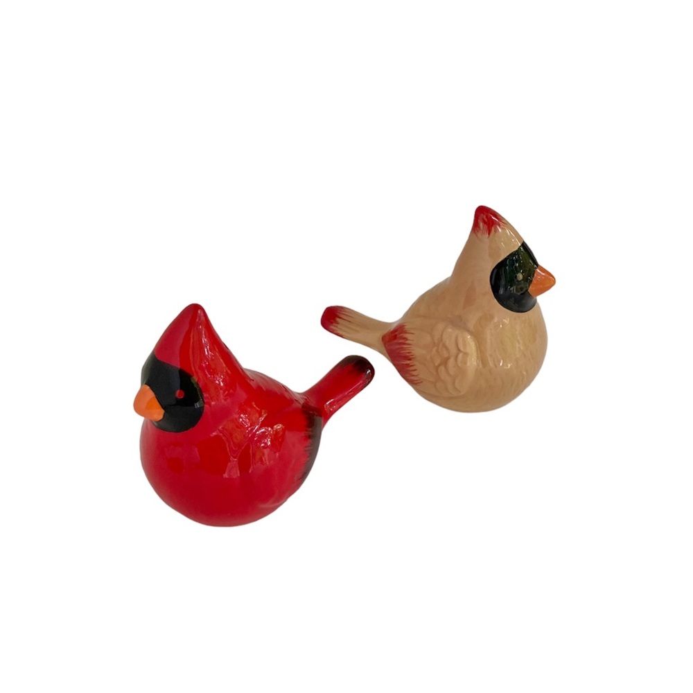 Cardinal Birds Salt And Pepper Shaker Set by Hallmark Red Male Tan Female